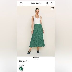 Reformation The Bea Midi Skirt in Green with white Floral, Wyoming size 12